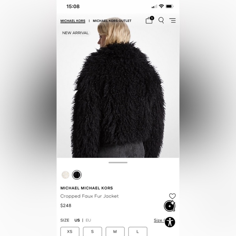 Michael Kors Cropped Black Teddy Jacket